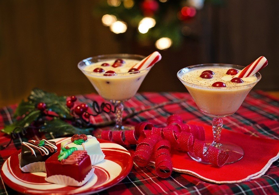 Eggnog Drink with Candy Canes