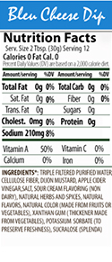 Bleu Cheese Dip Caloric Chart